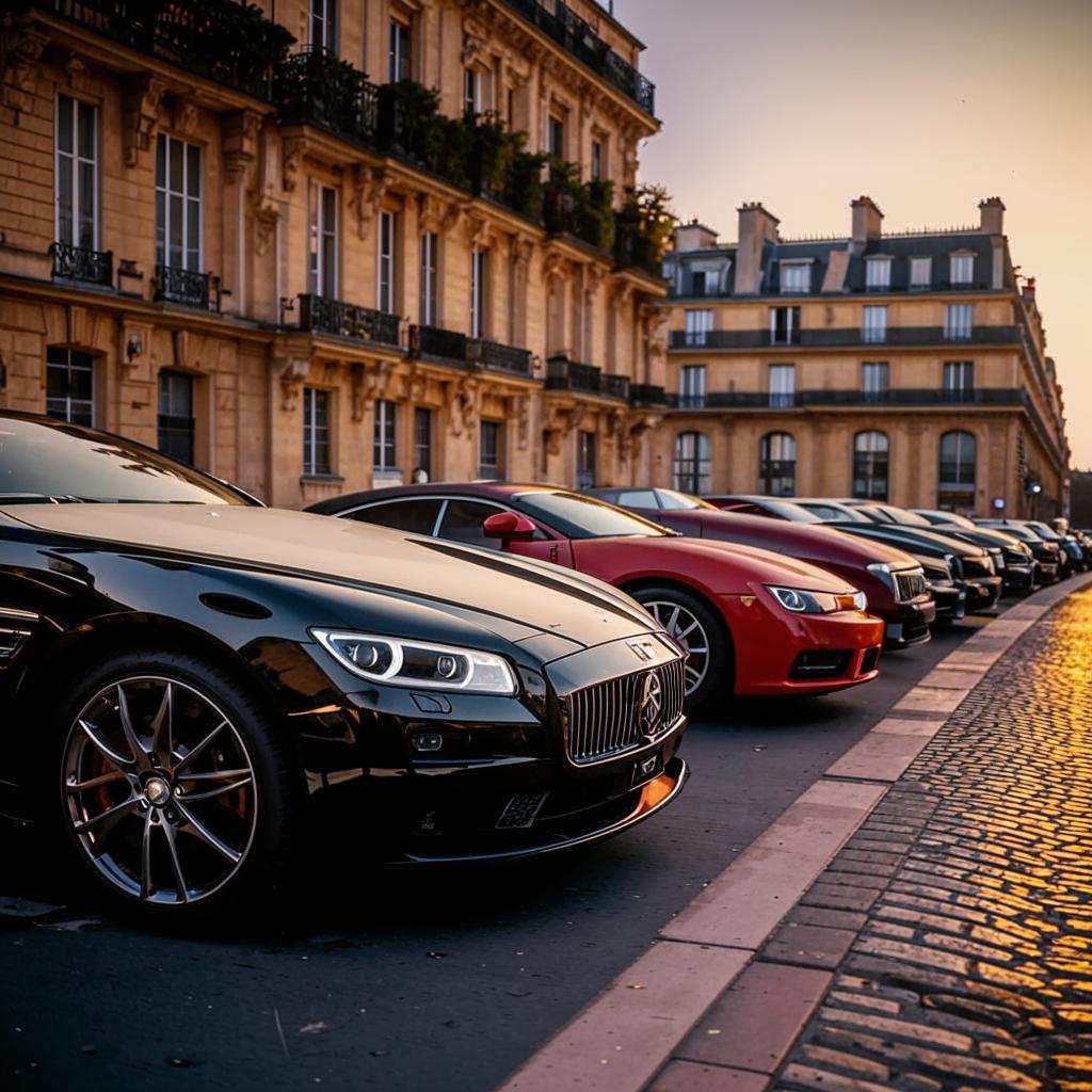 Voitures de luxe devant notre agence à Paris